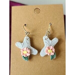 Polymer Clay Floral Dangling Pierced Earrings New